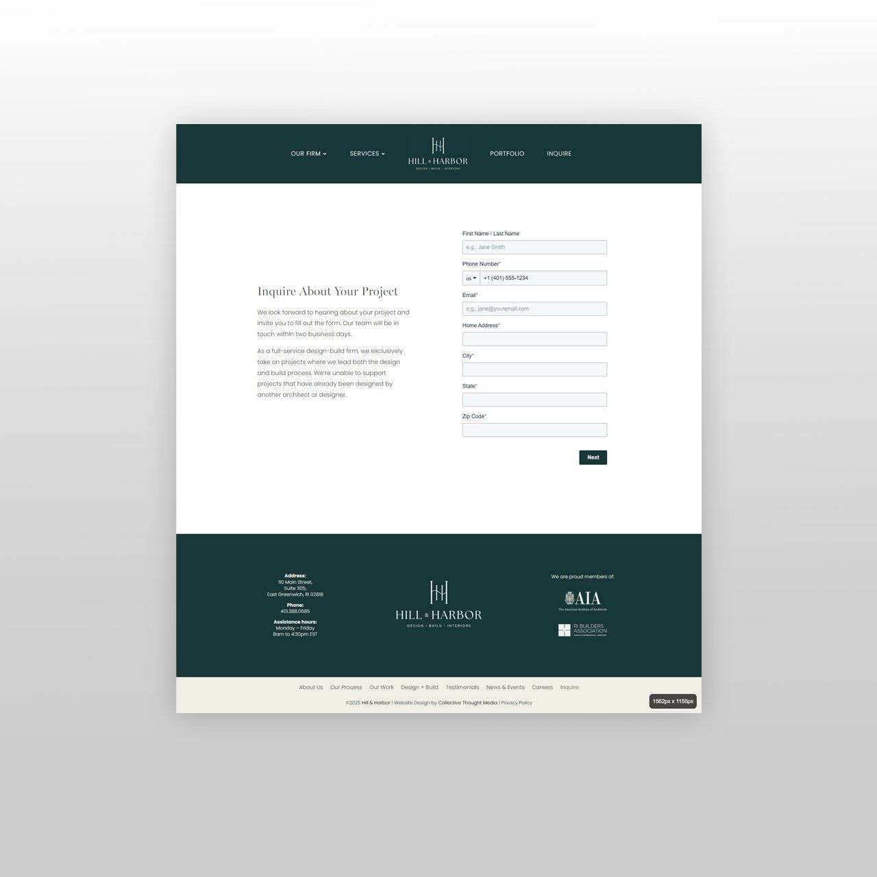 Hill & Harbor Website Redesign